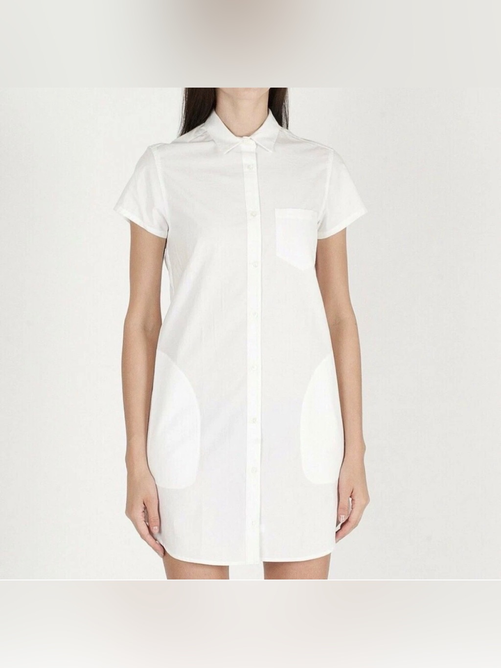 Steven Alan 100% Linen White Button Down Shirt Style Short Sleeve Dress Size S